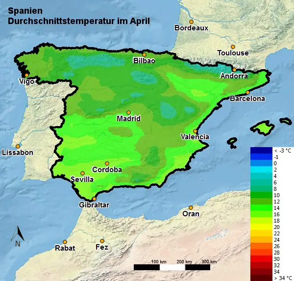 Spanien Wetter und Klima im April Temperatur & Regen